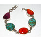 Navajo Turquoise Orange Purple Spiny Adjustable Link Bracelet Sterling J. Yazzie