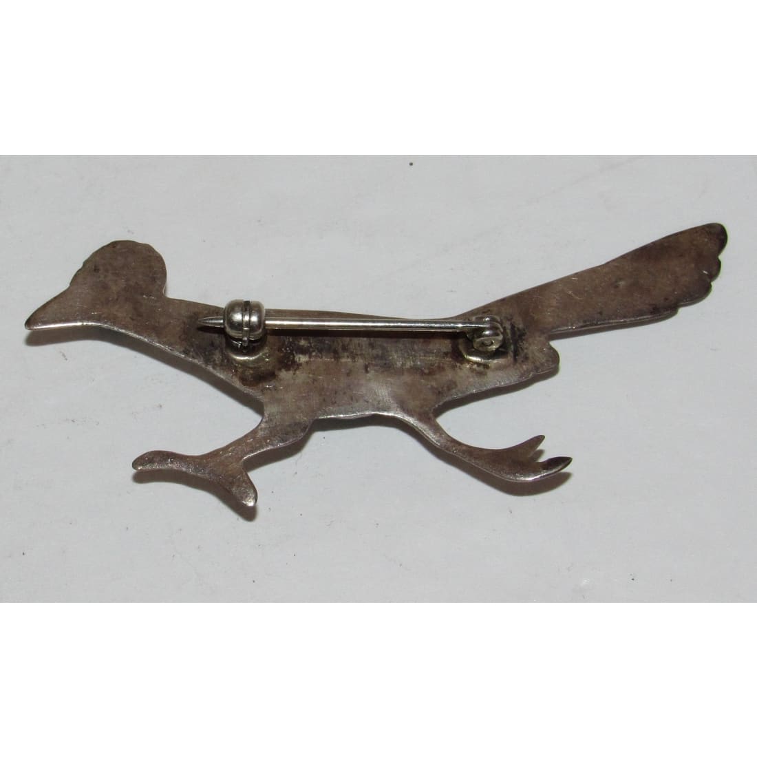 Old Pawn Navajo Roadrunner Turquoise Sterling Silver Brooch Pin