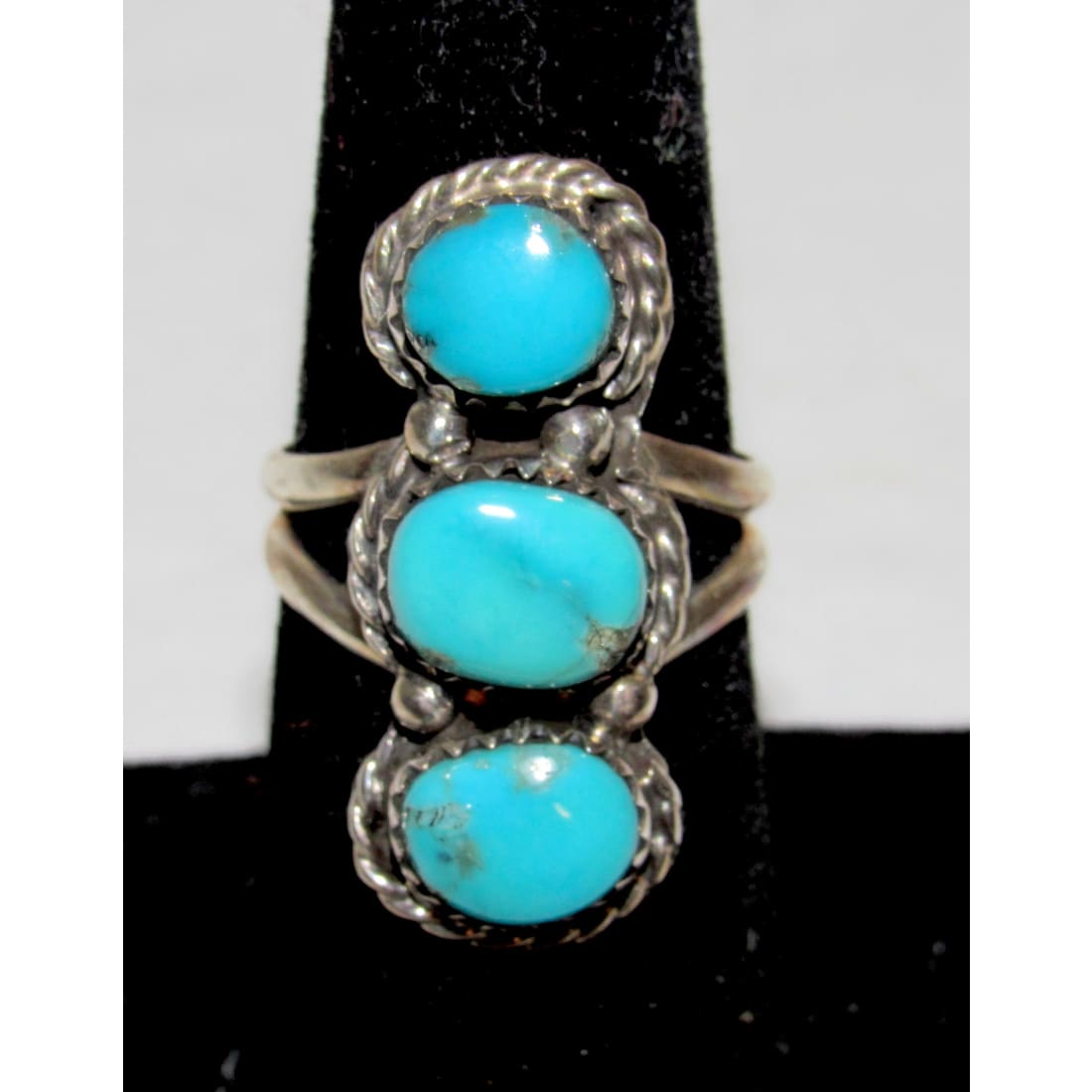 Navajo Blue Royston Turquoise Ring Sz 6.5 Sterling Silver Signed Native