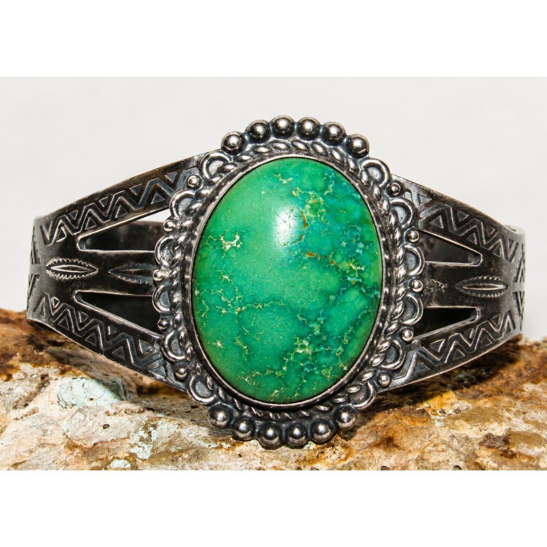 Old Pawn Navajo Cerrillos Turquoise Cuff Bracelet Ingot Sterling Silver Native 47g