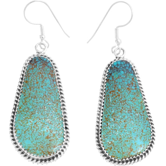 Navajo Number 8 Turquoise Dangle Earrings Sterling L Hurley