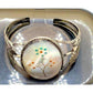 Vintage Zuni Sterling Silver Mother of Pearl Flower Inlay Cuff Bracelet