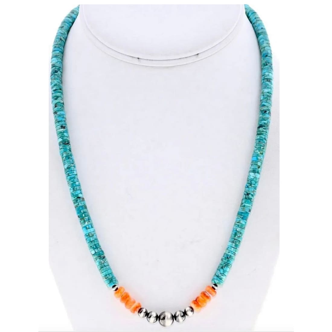 Navajo Turquoise Heishi Necklace Spiny Oyster Navajo Pearls