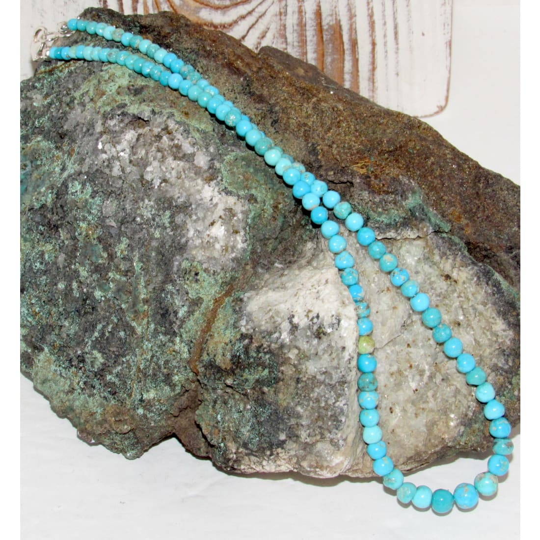 Navajo Blue Royston Turquoise Heishi Bead Necklace