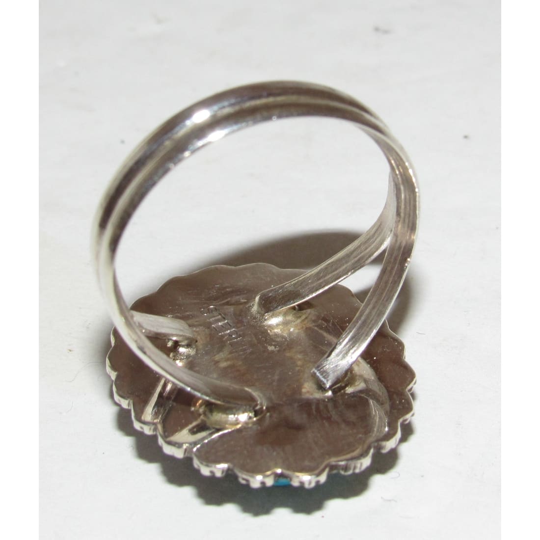 Navajo Kingman Turquoise Statement Ring Sz 8.5 Sterling Silver Signed Native