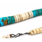 Vintage Kewa Santo Domingo Rolled Clam Shell & Turquoise Heishi Necklace