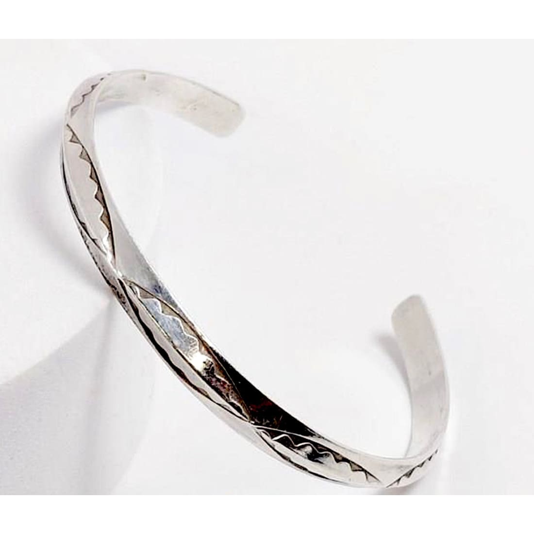 Old Pawn Navajo Carinated Stacker Cuff Bracelet Ingot Sterling Silver