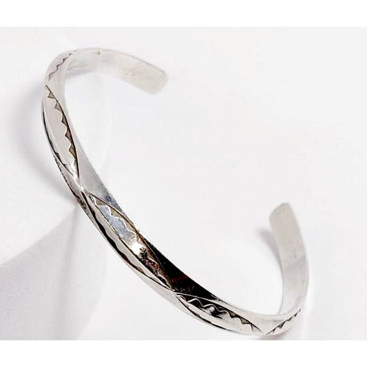 Old Pawn Navajo Carinated Stacker Cuff Bracelet Ingot Sterling Silver