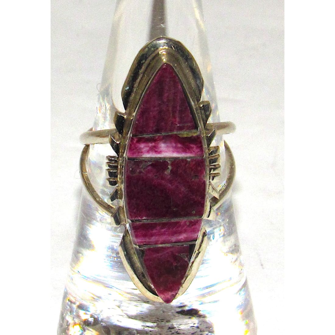 Navajo Purple Spiny Inlay Ring Sz 7 Sterling Silver E. Yazzie