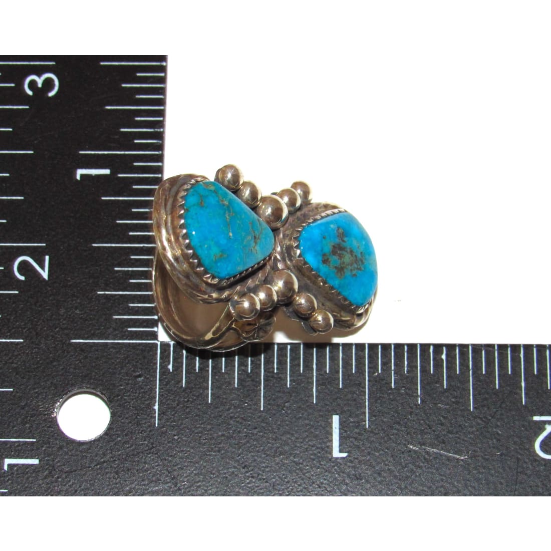 Navajo Kingman Turquoise Statement Ring Sz 7 Sterling Silver Signed
