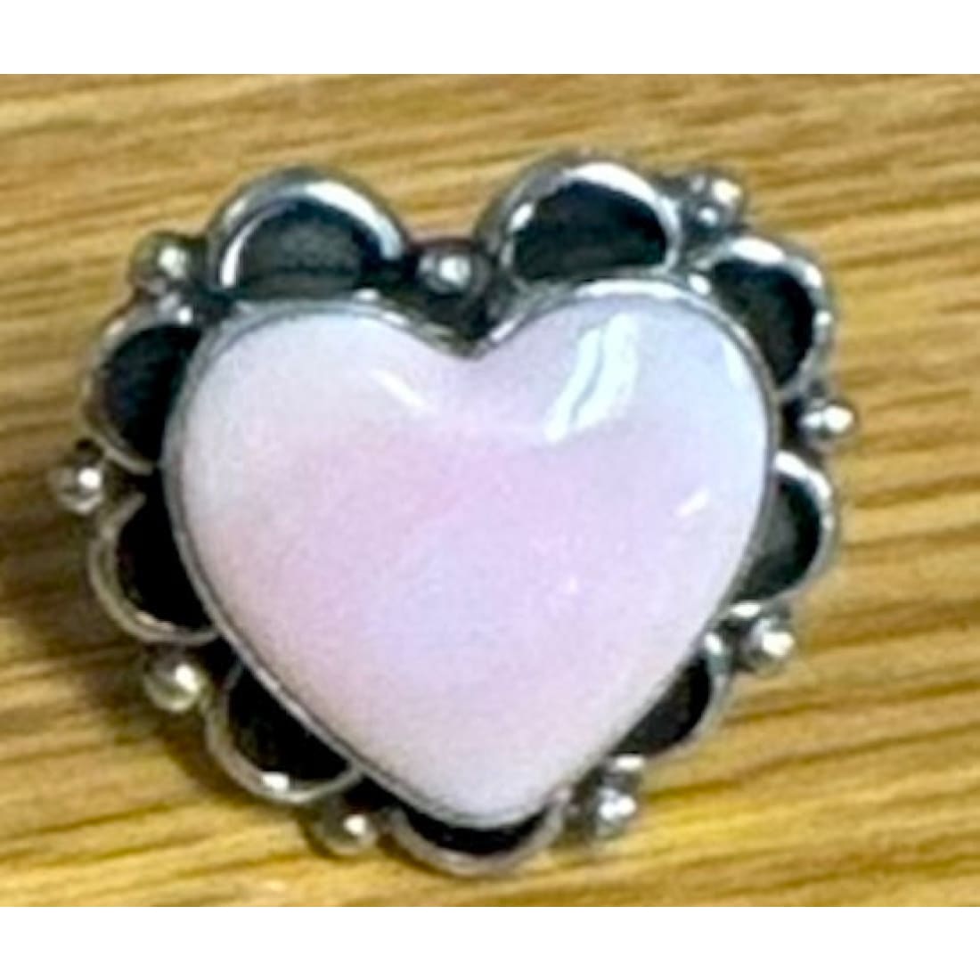 Navajo Pink Conch Heart Ring Sz 8 Sterling Silver Native American
