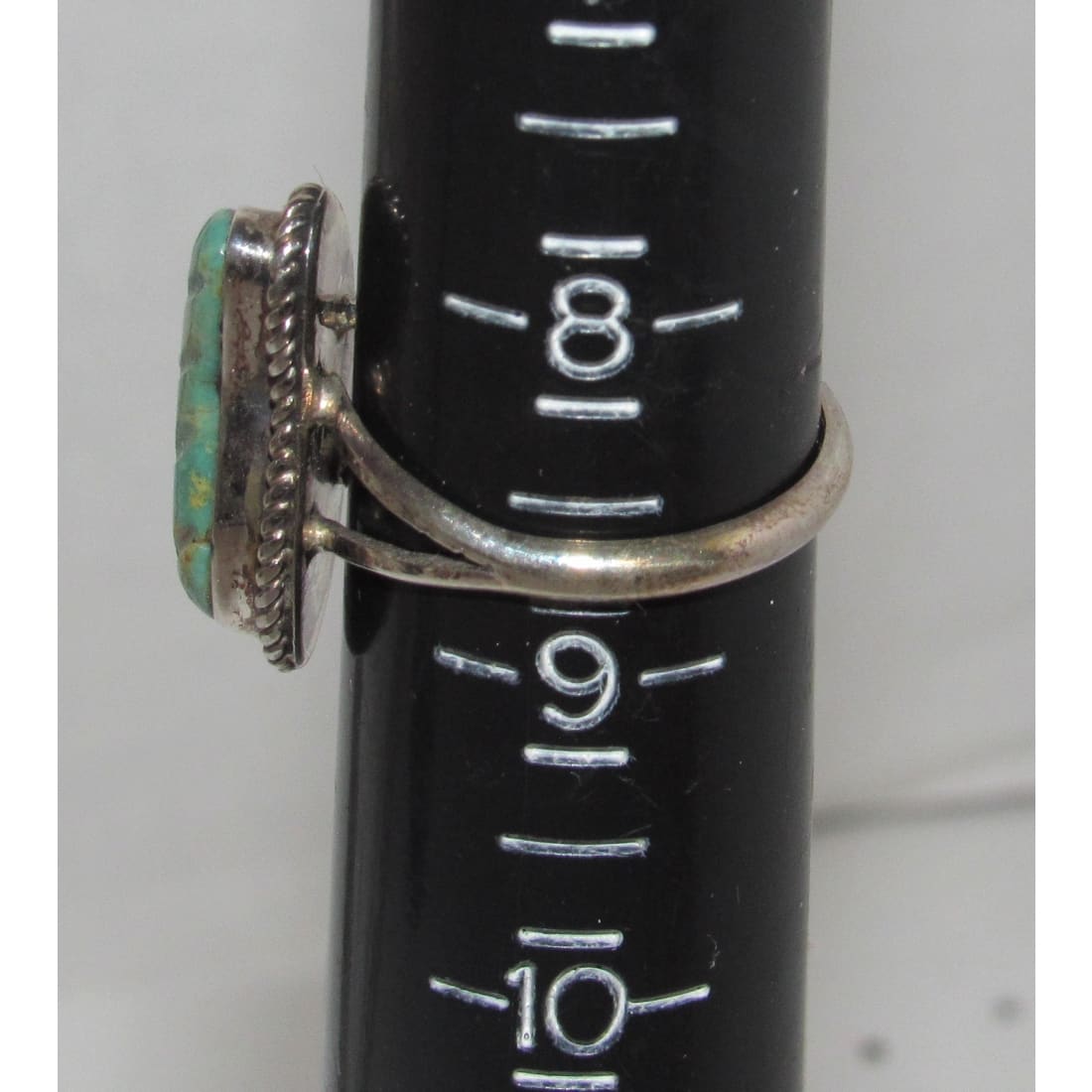 Zuni Carved Royston Turquoise Leaf Ring Size 8.5 Sterling Silver Native American