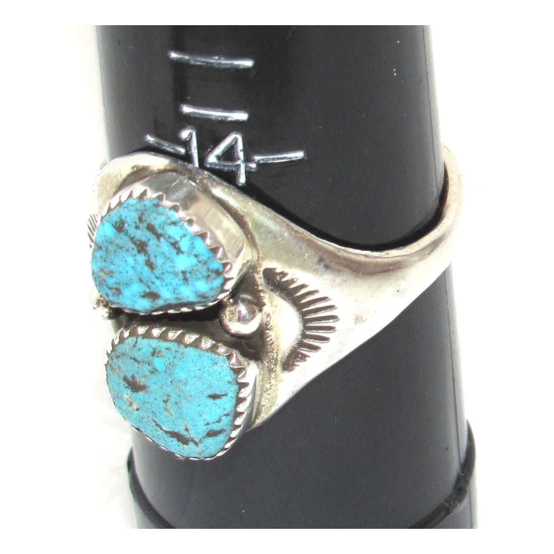 Navajo Kingman Turquoise Men Ring Size 15 Sterling Silver Signed