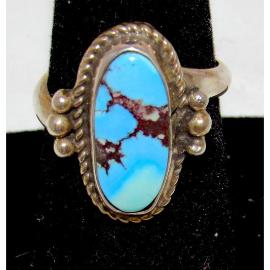Navajo Golden Hills Turquoise Ring Sz 7 Adjustable Sterling Silver M James