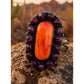 Massive Navajo Orange Purple Spiny Cluster Ring Sz 7.5 Sterling Silver Dean Brown