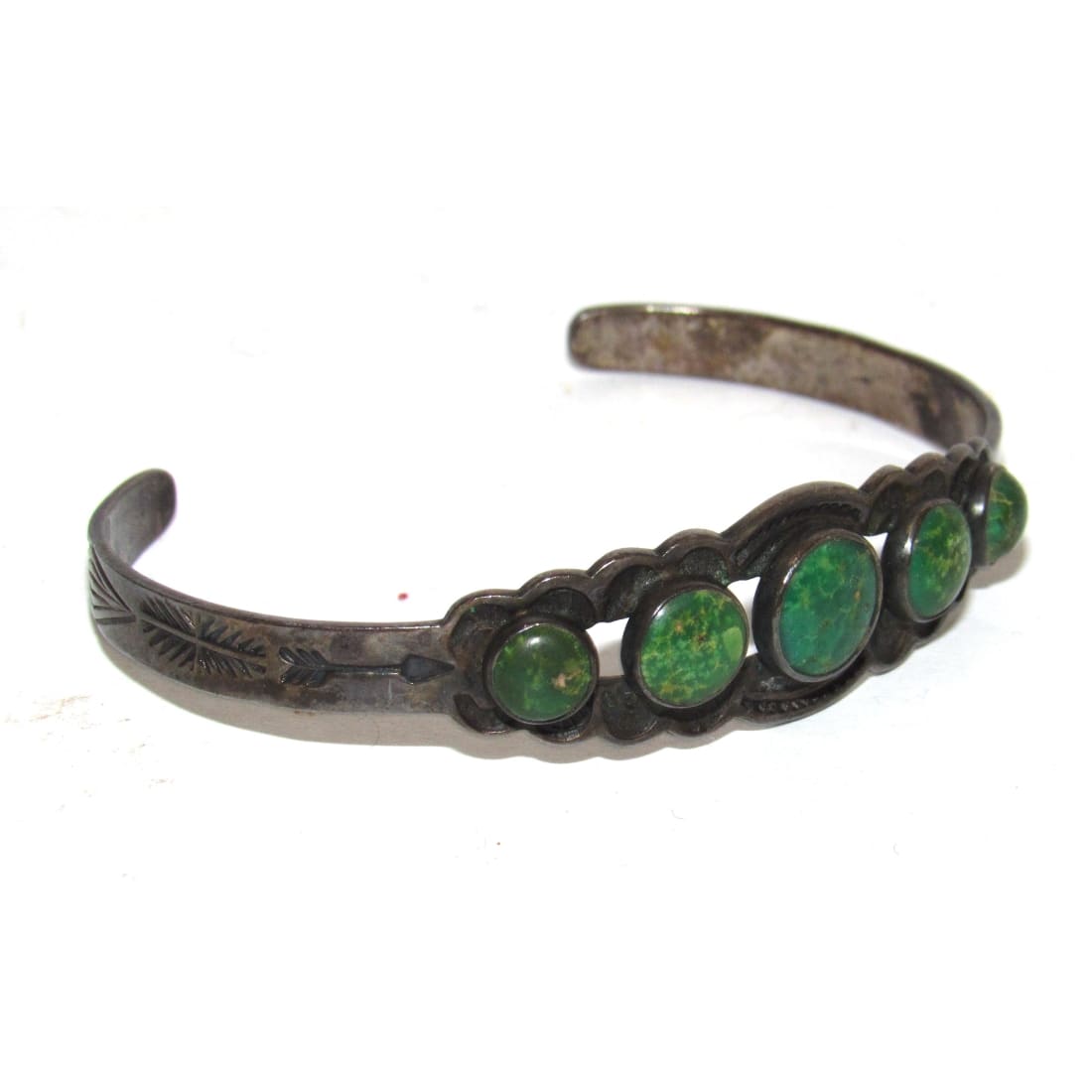 Vintage Navajo Cerrillos Turquoise Cuff Bracelet Ingot Sterling Silver