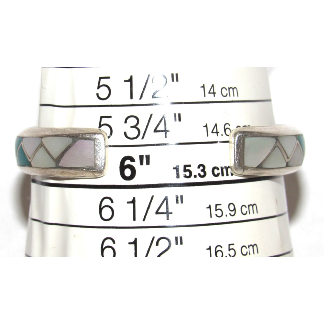 Old Pawn Zuni Inlay Turquoise MOP Cuff Bracelet Lorrie and Marcie Kallestewa