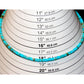 Navajo turquoise heishi choker necklace displayed on a measuring bust, showcasing 16" length and beautiful turquoise beads.