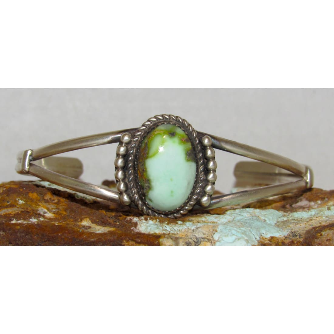 Navajo Palomino Turquoise Variscite Cuff Bracelet Sterling Silver Signed