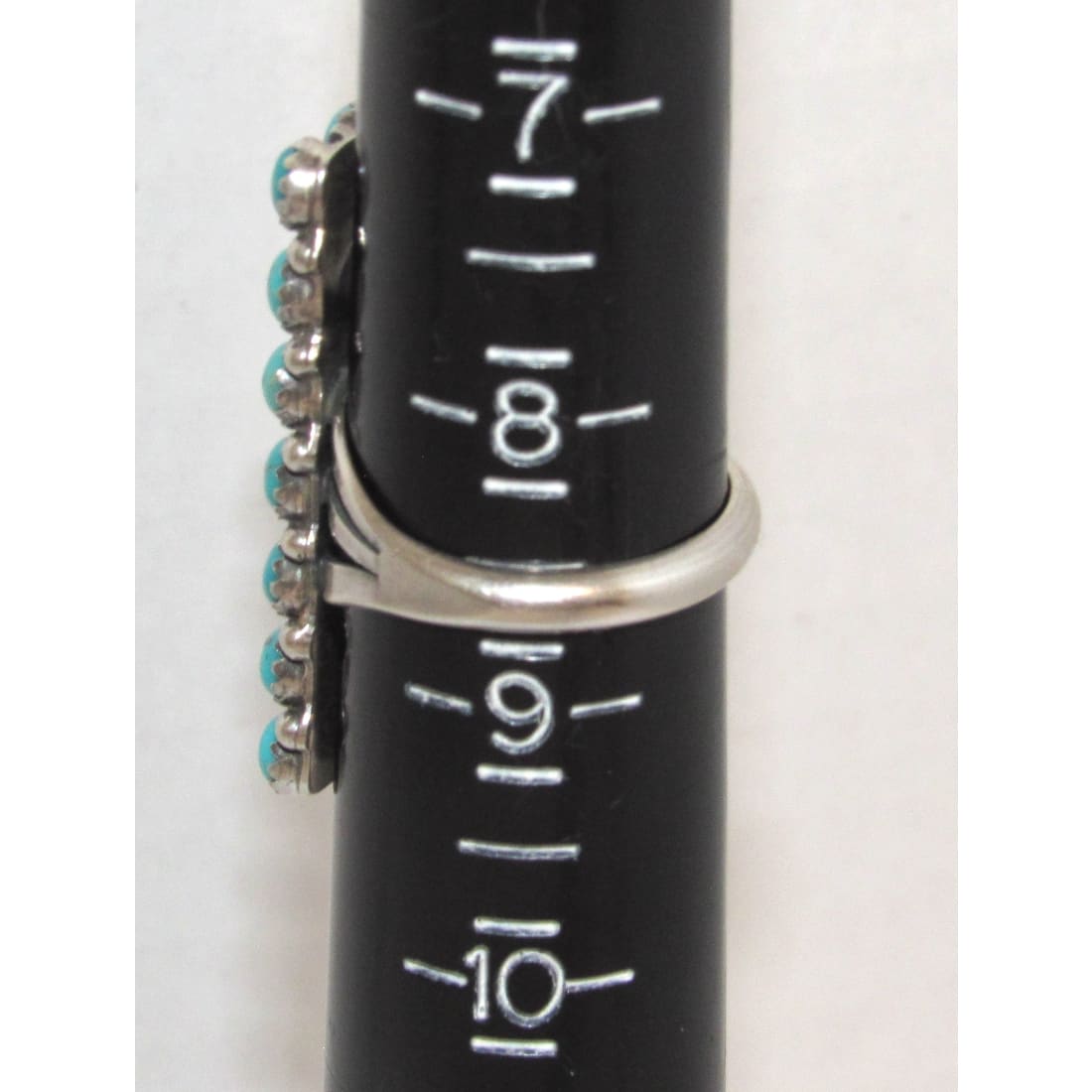 Zuni Snake Eye Turquoise Cluster Ring Size 8.5 Sterling Silver K. Lonjose