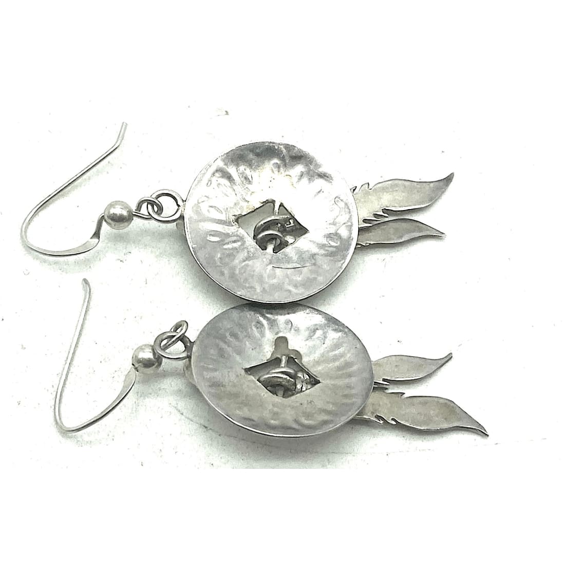 Vintage Navajo Sterling Silver Malachite Dreamcatcher Dangle Earrings