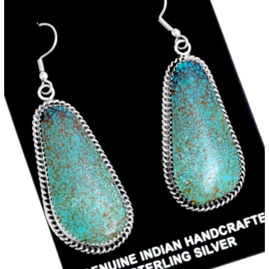 Navajo Number 8 Turquoise Dangle Earrings Sterling L Hurley
