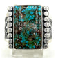 Navajo Spiderweb Kingman Turquoise Ring Sz 10 Sterling Silver Sam Yellowhorse