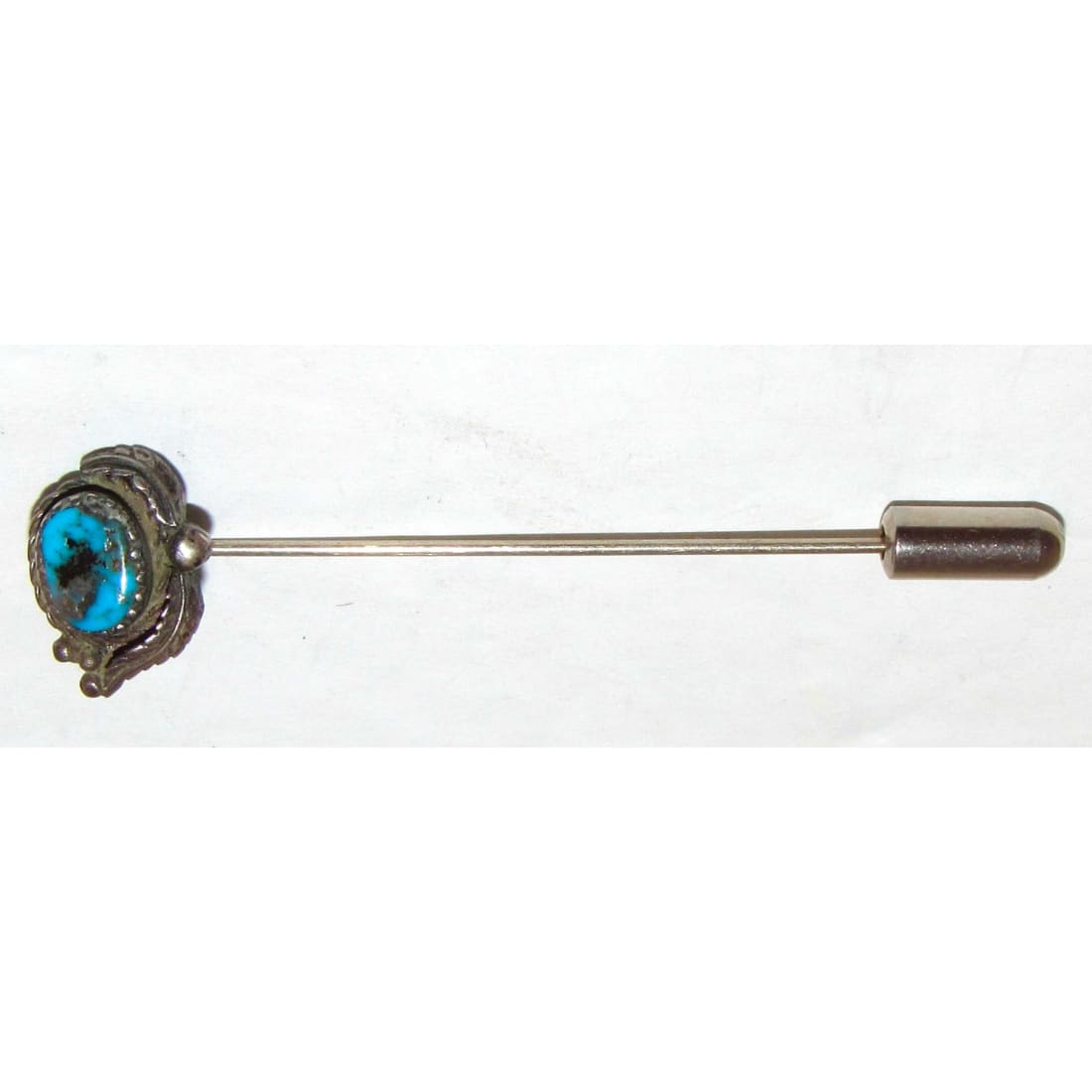 Old Pawn Navajo Turquoise Hat Pin Sterling Silver Lapel Pin