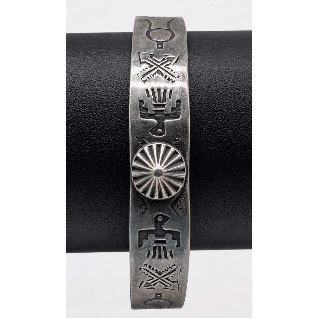 Vintage Fred Harvey Era Navajo Sterling Silver Thunderbird Cuff Bracelet