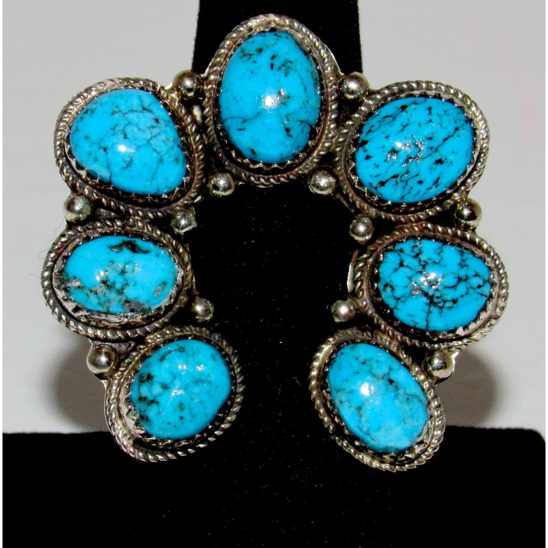 Navajo Naja Ring Size 7 Kingman Turquoise Statement Ring Native Signed