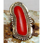 Old Pawn Navajo Mediterranean Coral Ring Size 6 Sterling Silver Native American
