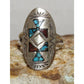 Navajo Inlay Ring Sz. 7 TribalDesign Turquoise Coral Inlay J. Yazzie