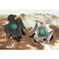Old Pawn Navajo Thunderbird Scewback Earrings Sterling Silver Turquoise