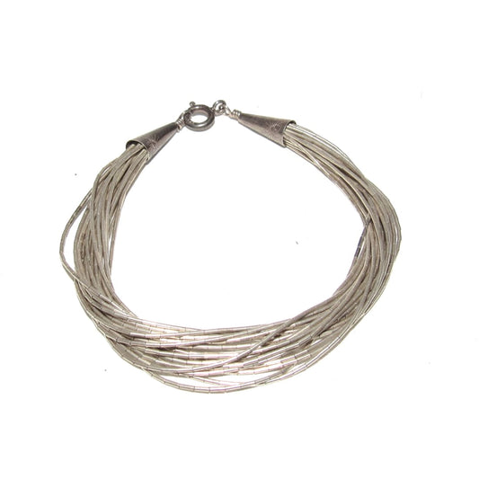 Vintage Navajo Liquid Sterling Silver Bracelet Multi Strand Design