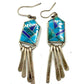 Navajo Turquoise Inlay Dangle Earrings Lapis Malachite Sterling Silver Vintage I. Kee