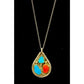 Old Pawn Zuni Turquoise Coral Pendant Necklace Billy & Nettie Nastacio Sterling
