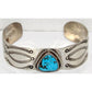 Vintage Navajo Ingot Cuff Bracelet Kingman Turquoise Sterling Silver Signed