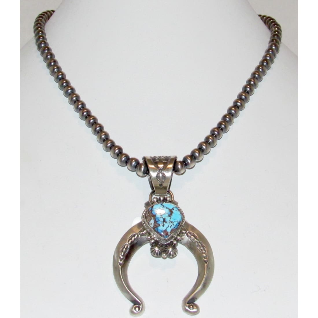 Navajo Golden Hills Turquoise Naja Necklace Squash Blossom Sterling Signed