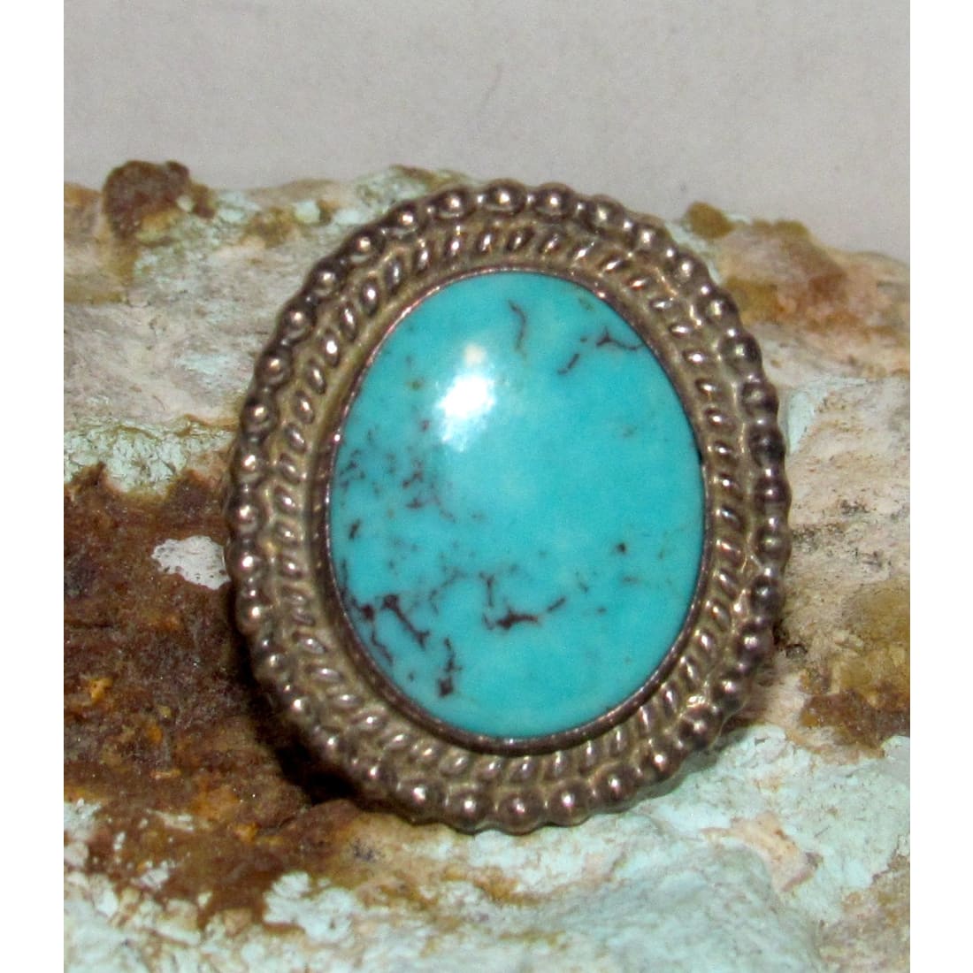 Vintage Navajo Kingman Turquoise Ring Sz. 8 J Begay Sterling Silver Native