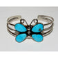Navajo Kingman Turquoise Butterfly Cuff Bracelet Sterling Silver Signed
