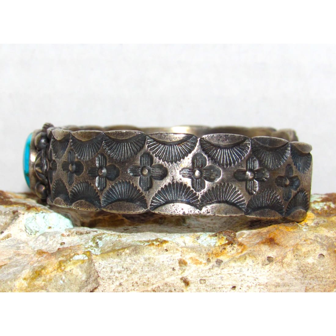 Navajo Blue Royston Stacker Cuff Bracelet Sterling Silver K Billah Signed
