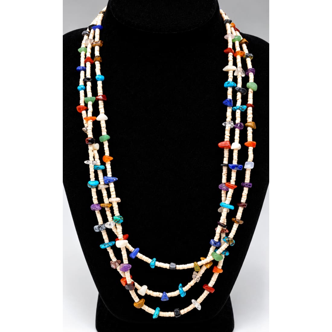 Vintage Kewa Santo Domingo Rolled Clam Shell & Turquoise Spiny Heishi Necklace