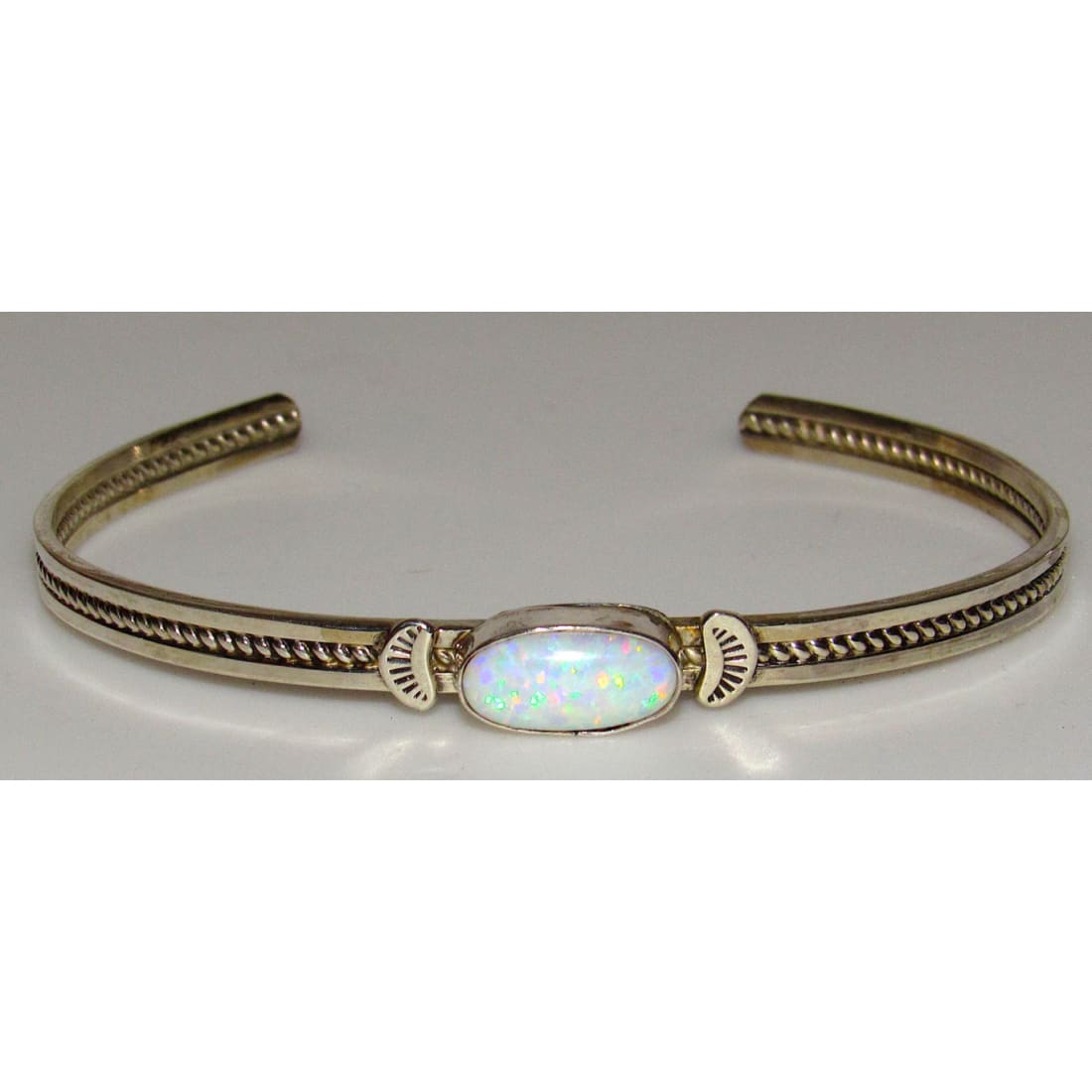 Navajo Opal Bracelet Stacker Sterling Silver Cuff Native American Signed