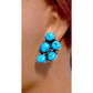 Navajo Kingman Turquoise Half Cluster Post Earrings Sterling Silver J. Yazzie
