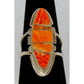 Navajo Orange Spiny Inlay Ring Sz 7 Sterling Silver E. Yazzie