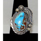 Navajo Golden Hills Turquoise Ring Sz 7 Adjustable Sterling Silver G. Nez