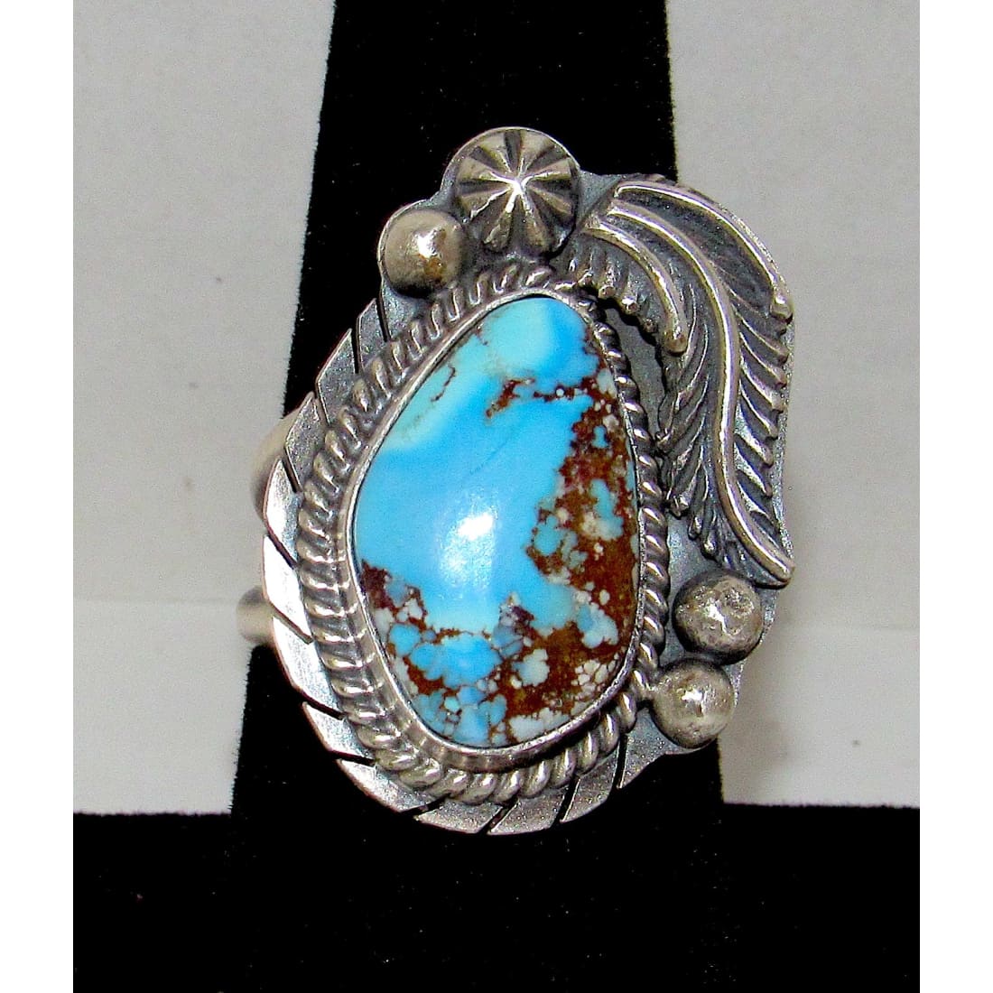 Navajo Golden Hills Turquoise Ring Sz 7 Adjustable Sterling Silver G. Nez