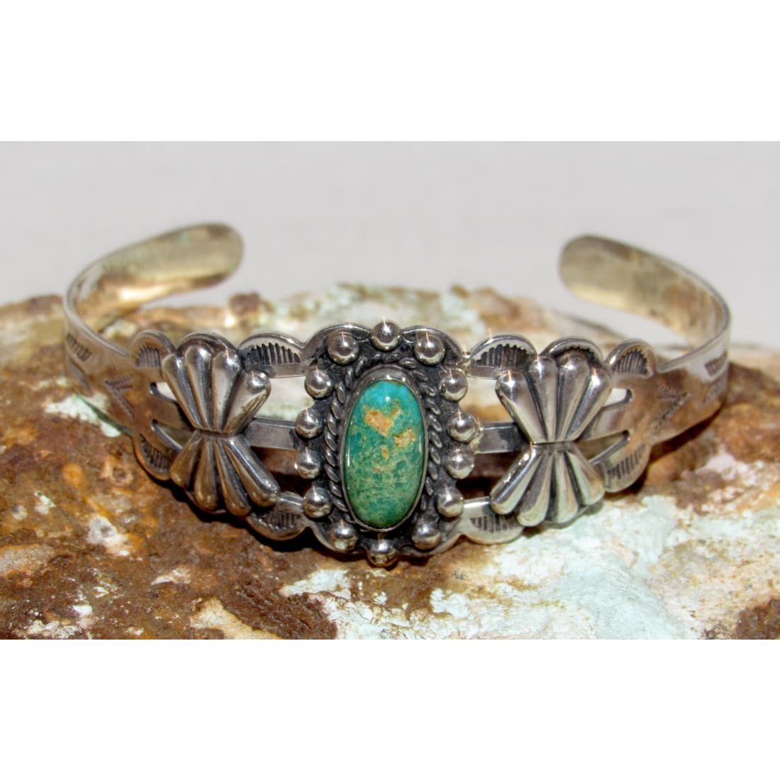 VTG Navajo Cerillos Turquoise Bracelet Navajo Ingot Sterling Cuff Old Pawn