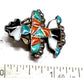 Old Pawn Zuni Knifewing Kachina Pin Pendant Sterling Silver Turquoise Coral MOP