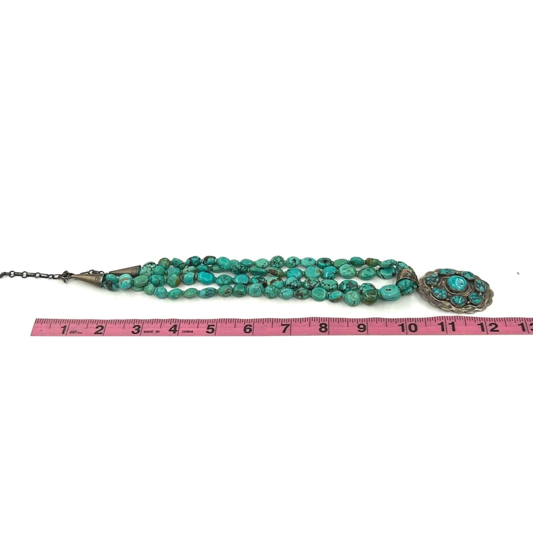 Old Pawn Navajo Turquoise Necklace Pendant Geraldine Yazzie Sterling Silver